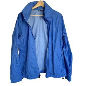 Columbia waterproof rain jacket full zip blue pockets women's size XL outdoors